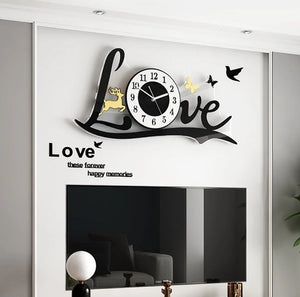 3D Love Wall Clock Acrylic Wall Decor