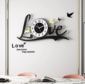 3D Love Wall Clock Acrylic Wall Decor